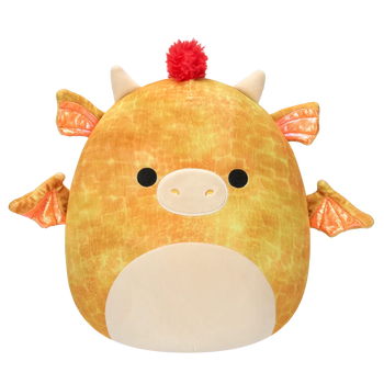 Плюшена играчка Squishmallows, жълтият дракон с червена коса Диерик, 40 см