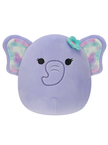 Плюшена играчка Squishmallows Лилавото слонче Анджали с фибичка с цвете, 20 см