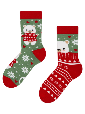 Весели топли детски чорапи Мечка с шал