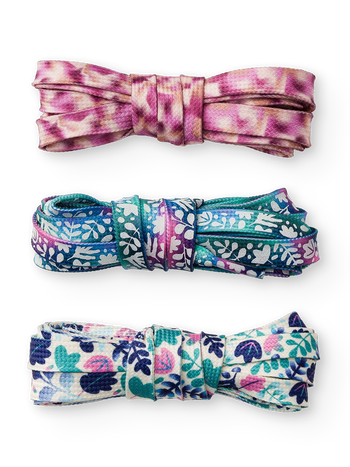 Комплект от 3 чифта весели връзки за обувки Тюркоазени листа