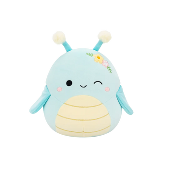 Плюшена играчка Squishmallows, Синият намигащ скакалец Джилес с цветя, 20 см