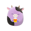 Плюшена играчка Squishmallows Лилавата крава със затворени очи Алекси с бонбони в ръце, 20 см