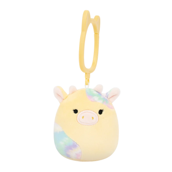 Ключодържател Squishmallows, Кравата Рина с разноцветни петна, 9 см