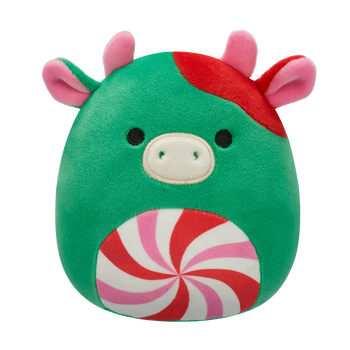 Плюшена играчка Squishmallows – Рубен, зелената крава с коремче-въртележка, 20 см