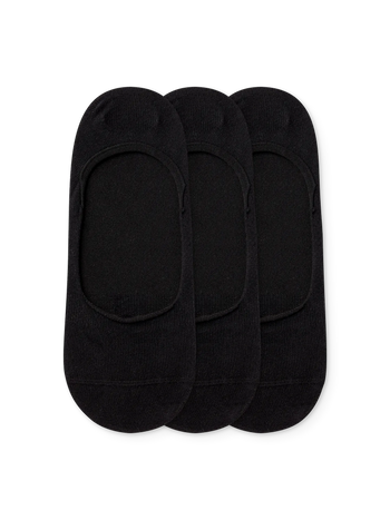 Памучни невидими чорапи, 3 чифта, класически черни