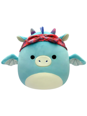 Плюшена играчка Squishmallows Синьо-зеленият дракон Татяна с бандана, 20 см
