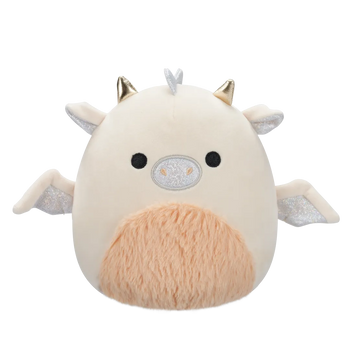 Плюшена играчка Squishmallows Драконът Бък в кремаво и прасковено с пухкаво коремче, 20 см