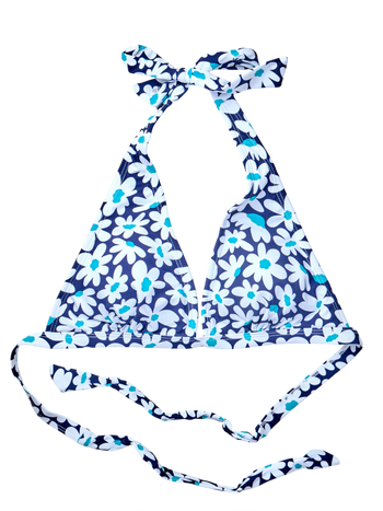 Весели бански с триъгълни чашки Сини маргаритки