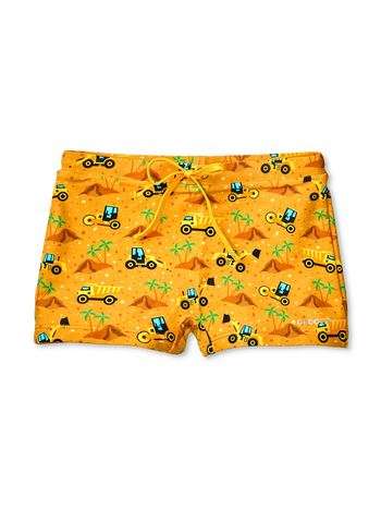 Весели детски еластични плувни шорти Багер на плажа
