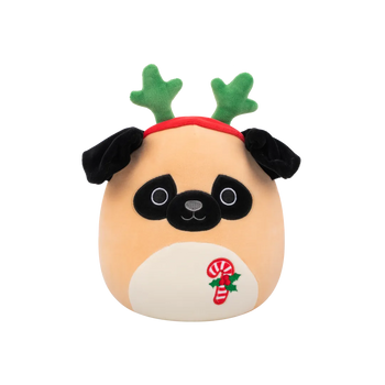 Плюшена играчка Squishmallows – Принс, кафявият мопс с бяло коремче, 20 см