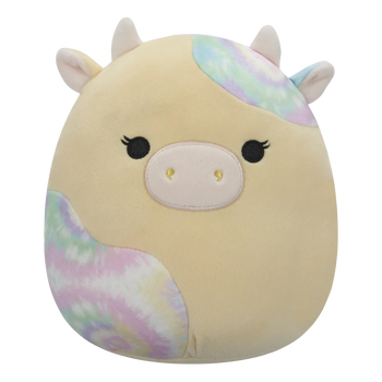 Плюшена играчка Squishmallows, Жълтата крава Рина с разноцветни петна, 20 см