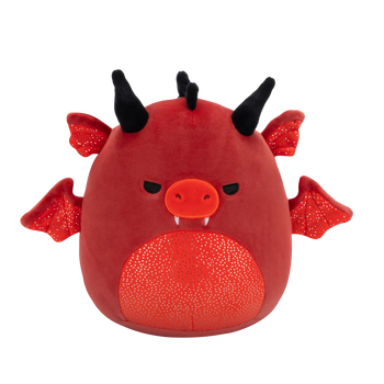 Плюшена играчка Squishmallows Червеният дракон Салами с намръщени очи и искрящо коремче, 20 cm