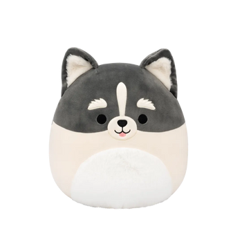 Плюшена играчка Squishmallows, Сиво-бялото хъски-померан Паоло, 30 см
