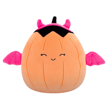 Плюшена играчка Squishmallows Пастелнооранжевата тиква в розов дяволски костюм Марги, 20 см