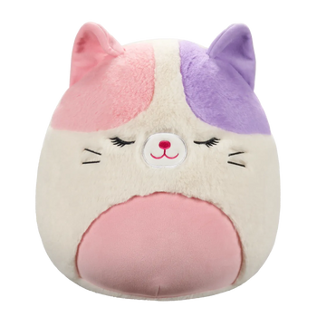 Плюшена играчка Squishmallows Fuzzamallows, Котката Нел с розови и лилави петна, 30 см
