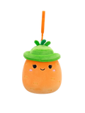 Плюшена играчка-висулка Squishmallows Оранжевото морковче Каролина с шапка, 9 см