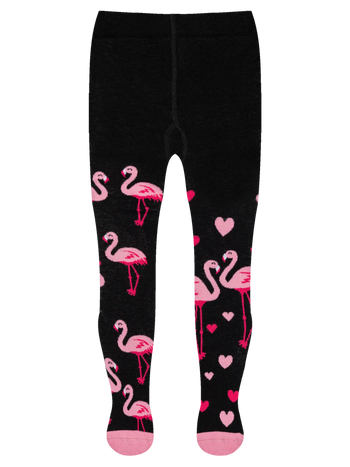Весел детски чорапогащник Фламинго и сърца