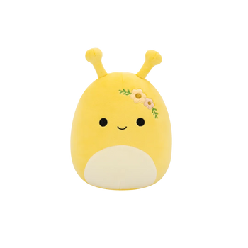 Плюшена играчка Squishmallows, Жълтият гол охлюв Зарина с цветя, 20 см