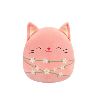 Плюшена играчка Squishmallows Прасковеното коте Уилка, увито с цветни стъбла, 20 см