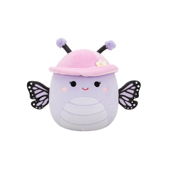 Плюшена играчка Squishmallows, Лилавата пеперуда монарх Бибиана с шапка и цвете, 20 см