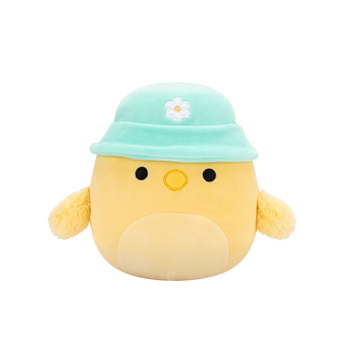 Плюшена играчка Squishmallows Жълтото пиле Тристон с ментовозелена шапка, 20 см